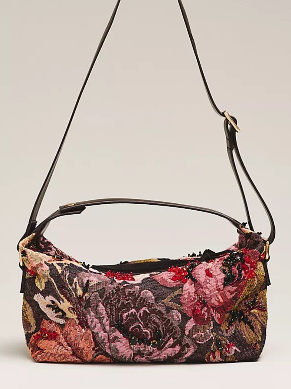 NWT Maeve Anthropologie Floral Beaded Boxy Bag